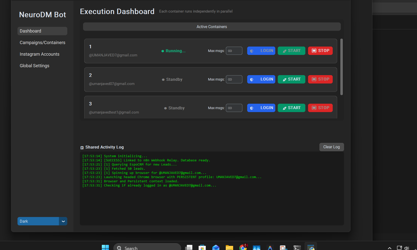 Bulk DM Outreach Dashboard